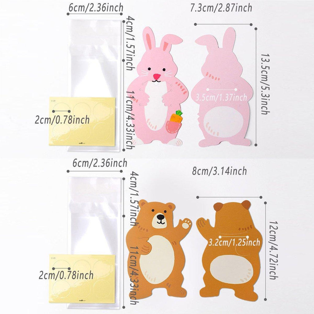 100pcs Cute 3D Cartoon Animal Candy Bags for Party Favors Birthday Gift Wrapping - Cuddly Bear