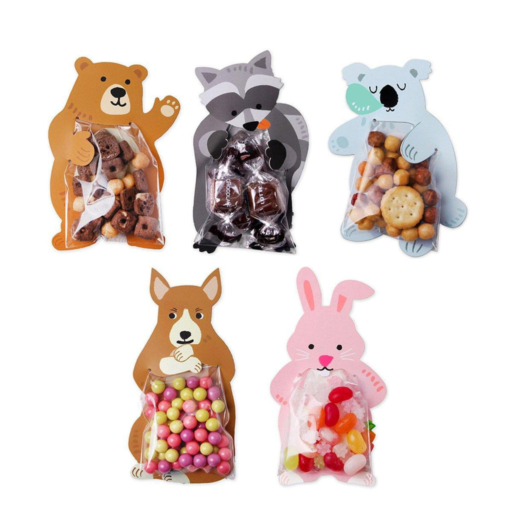 100pcs Cute 3D Cartoon Animal Candy Bags for Party Favors Birthday Gift Wrapping - Gray Fox