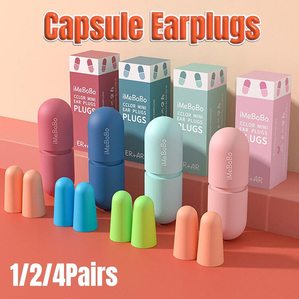 1/2/4 Pairs Soundproof Capsule Earplugs Noise Reduction Ear Plugs for Sleeping - 1pair-Blue