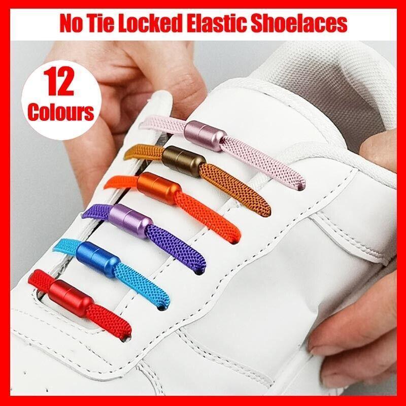 No Tie Locked Elastic Shoelace Shoe Lace Lazy Laces Sports Sneakers - Green
