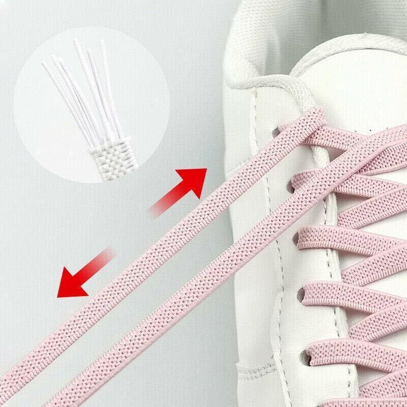 No Tie Locked Elastic Shoelace Shoe Lace Lazy Laces Sports Sneakers - Red