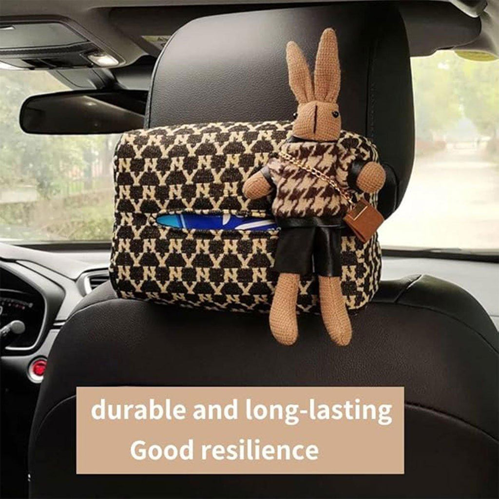 Car Tissue Box Cute Fabric Hanging Box for Car and Living Room Tissue Organizer