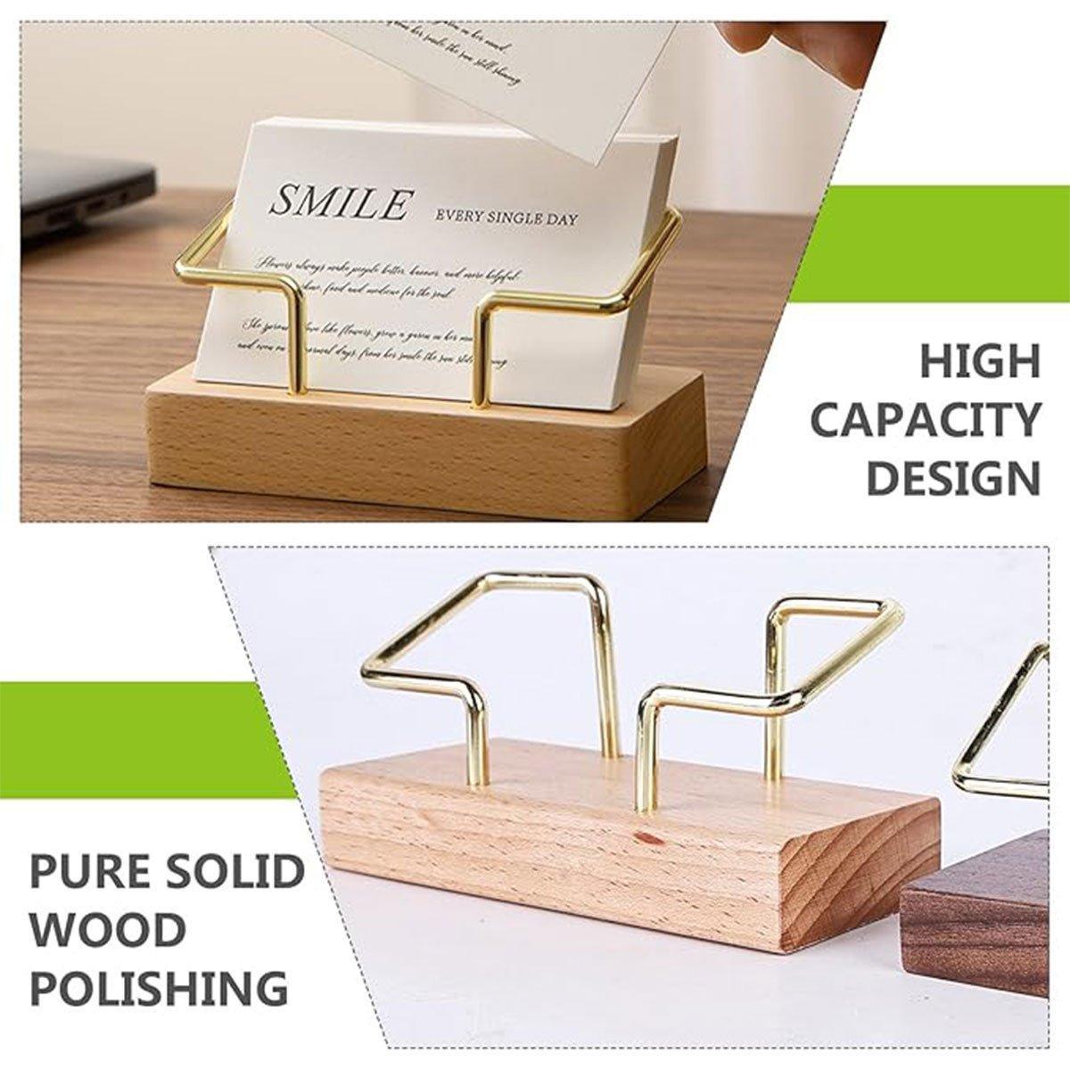 Business Card Holder Organizer Desk Display Stand Wooden Card Storage Box - Brown