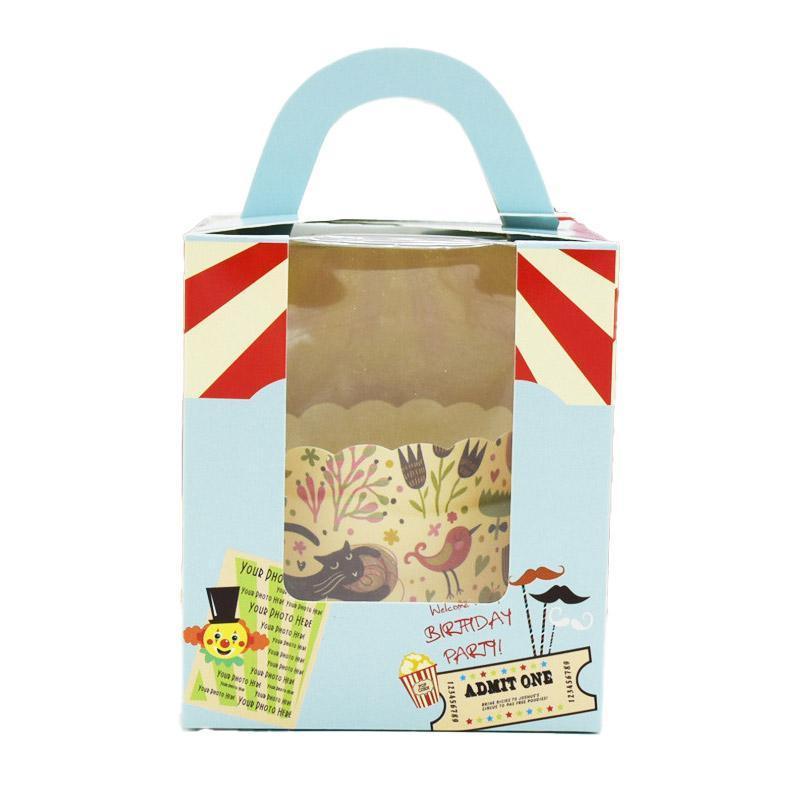 50x Assorted Color Muffin Cake Boxes with Clear Window & Handle High Quality - England style-50PCS