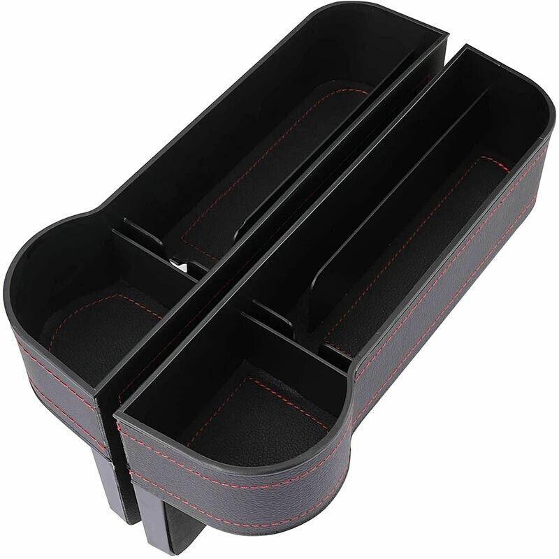 PU Leather Seat Side Gap Storage Box with Phone and Bottle Holder for Car Interior - Yellow