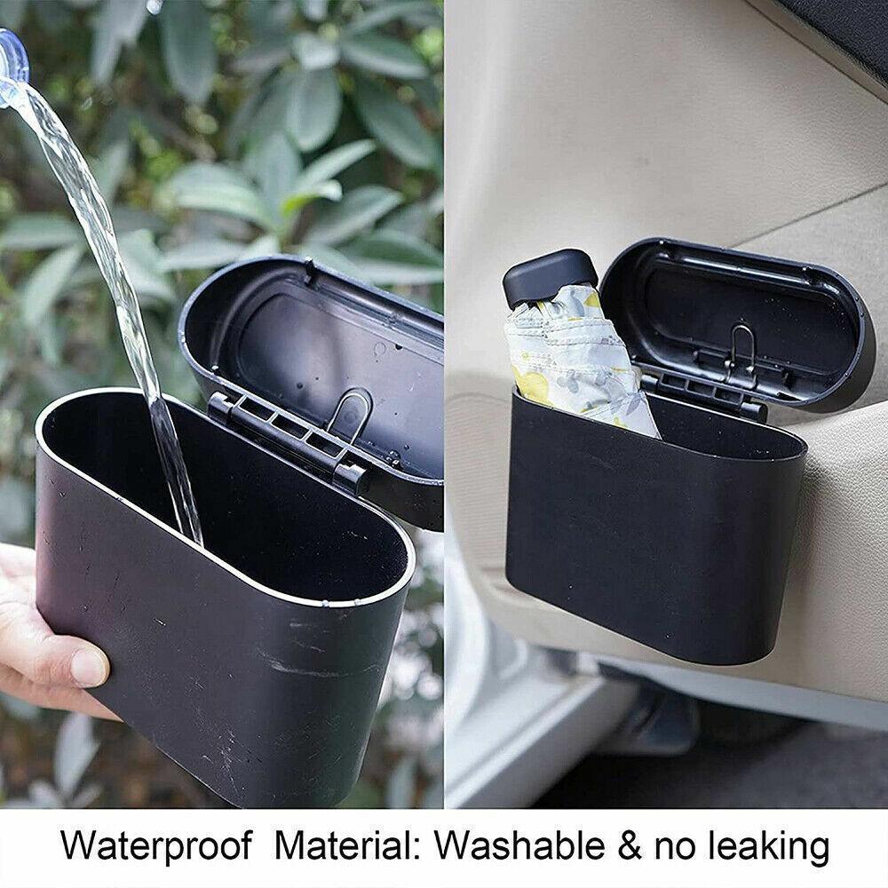Mini Car Trash Bin with Lid Multifunction Rubbish Can for Vehicle Office Desktop Use