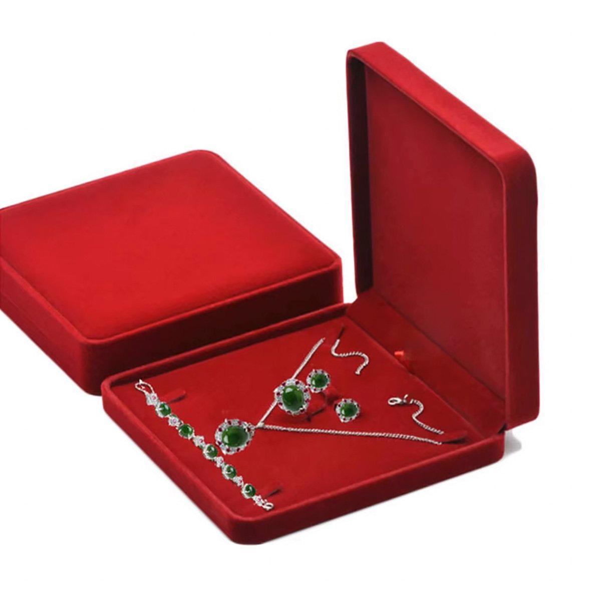 Flannel Jewelry Gift Box Necklace Ring Earring Bracelet Storage Display Case - Coffee