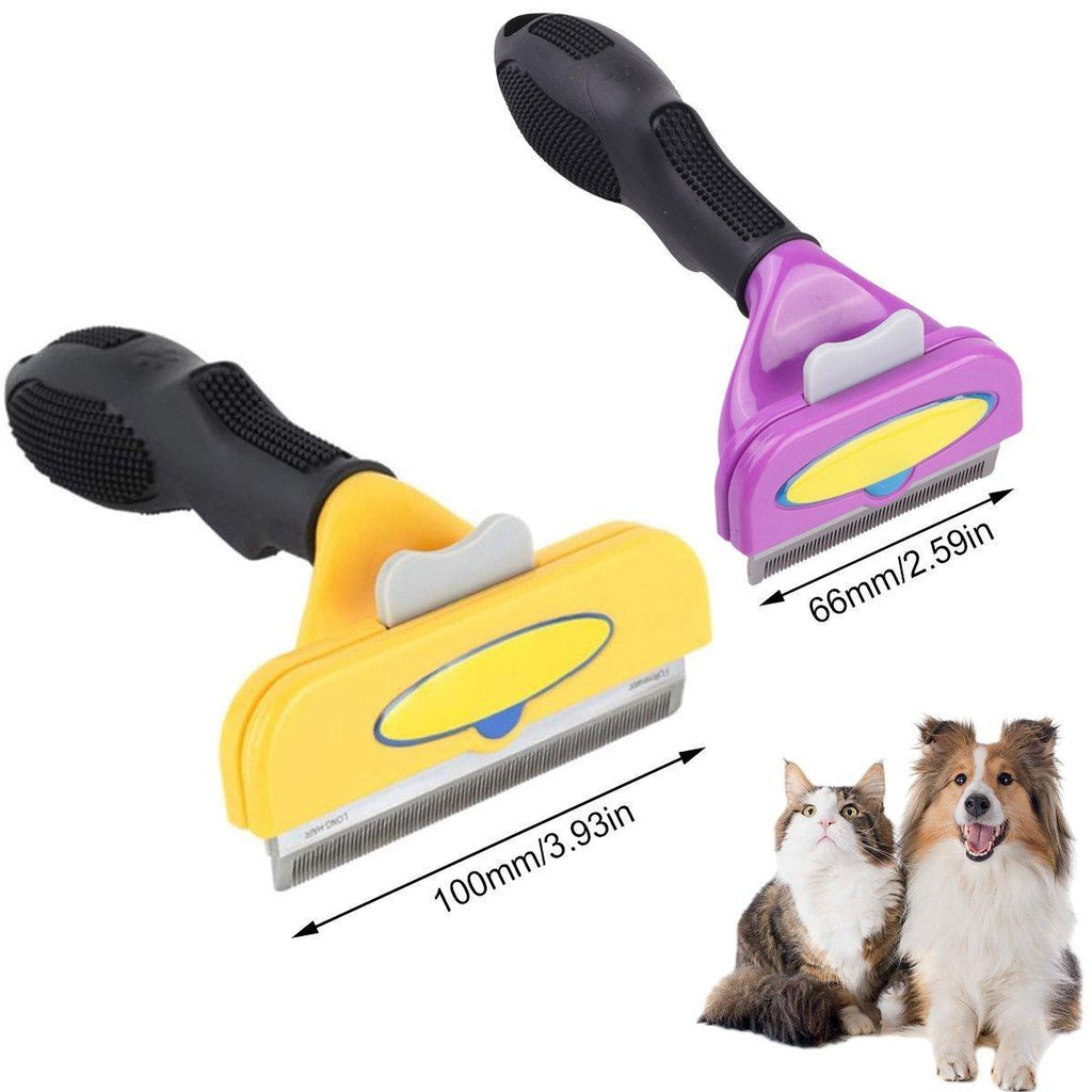 Pet Hair Removal Brush Deshedding Tool for Cats Dogs Grooming Comb Fur Remover - Purple