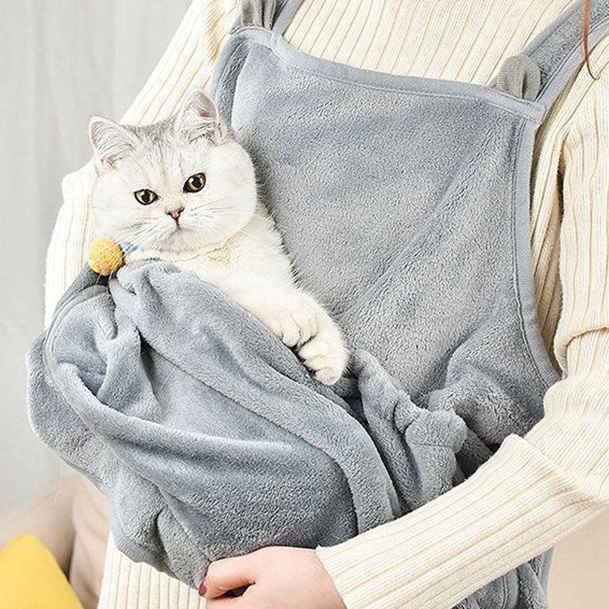 Non-stick Hair Cat Apron Kangaroo Style Pet Grooming Bib No-Hole Design