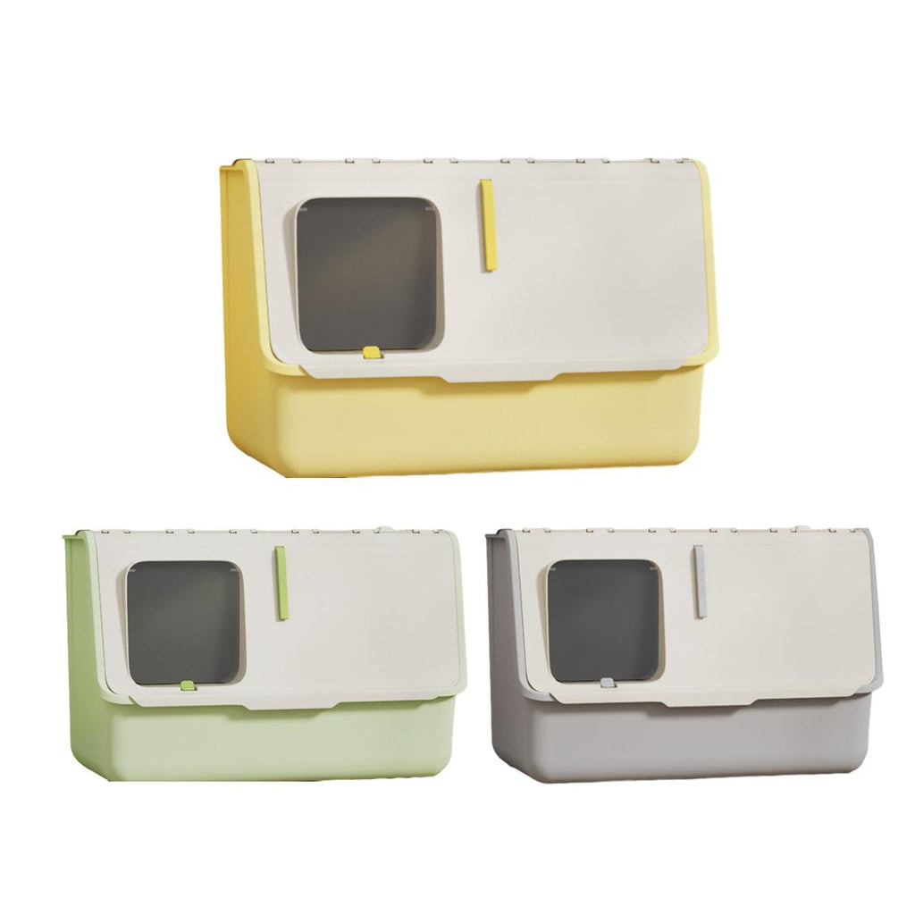 Large Fully Enclosed Cat Litter Box with Lid Odor Control Litter Pan for Cats - Yellow