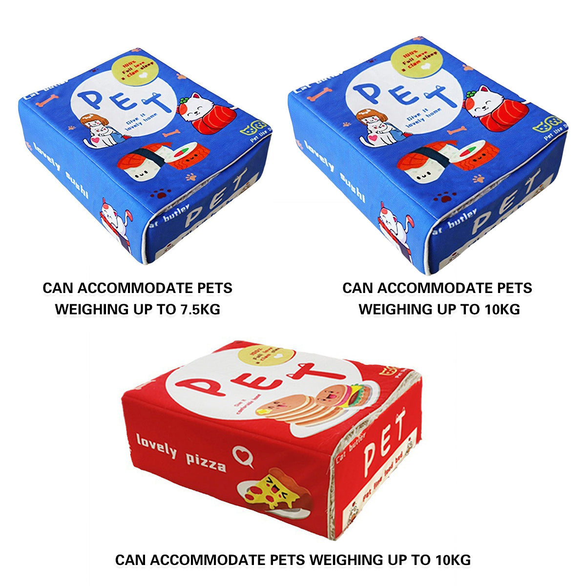 Rectangular Cookie Box Pet Bed for Cats Dogs Cat Bed Kitten Puppy Soft Pet House - Blue M