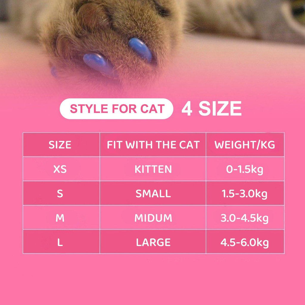 100PCS Anti Scratch Paw Covers for Cats and Kittens Nail Protector Soft Paw - Flat-XS