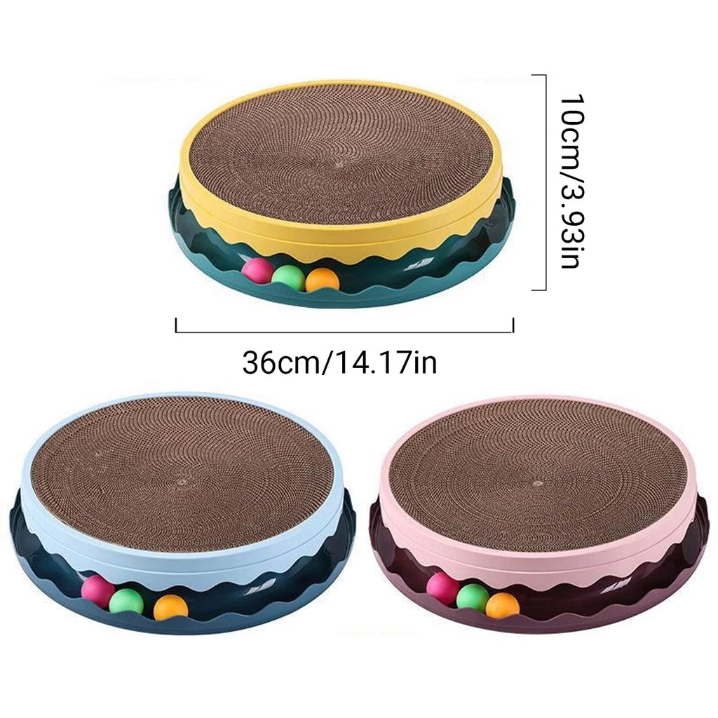 Cat Scratcher Turntable Toy Large Round Corrugated Board Nest Scratch Resistant - Yellow