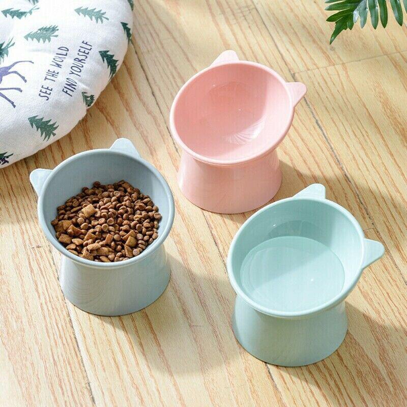 Elevated Pet Bowl Cat Dog Feeder Food Water High-Foot Anti Vomiting Tilted Bowl - Blue