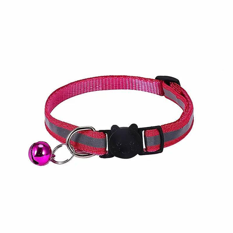 Reflective Cat Collar with Breakaway Buckle and Bell Adjustable for Small Pet Use - Black