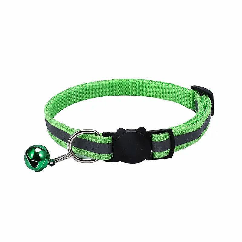Reflective Cat Collar with Breakaway Buckle and Bell Adjustable for Small Pet Use - Black