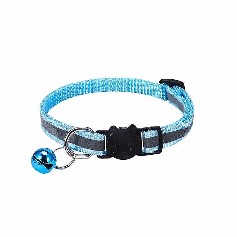 Reflective Cat Collar with Breakaway Buckle and Bell Adjustable for Small Pet Use - Black