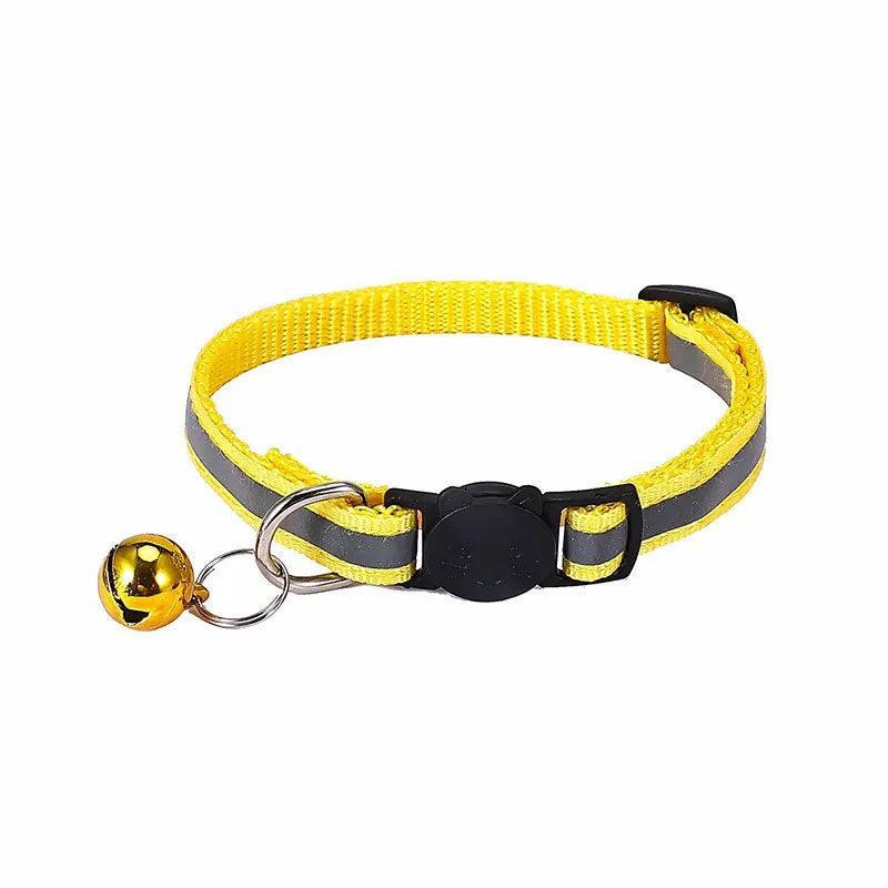 Reflective Cat Collar with Breakaway Buckle and Bell Adjustable for Small Pet Use - Rose Red