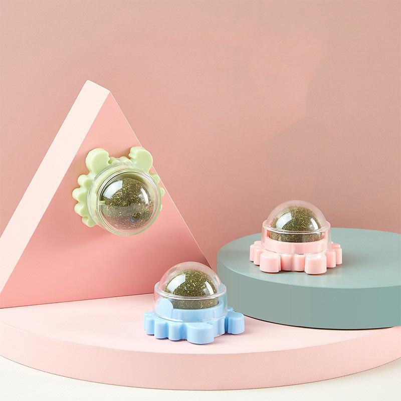 2PCS Rotatable Catnip Mint Ball Cat Treat Toys Licking Snack Cat Molar - Green