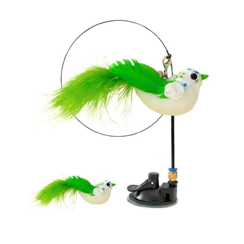 Cat Play Toy Simulation Birds Teaser Wand Interactive Stick with Suction Cup - 1