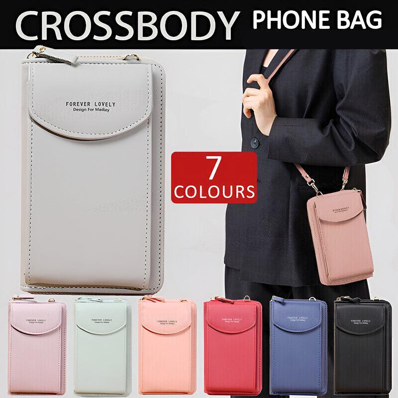 Women Pouch Bag Mobile Phone Bag Pu Leather Crossbody Purse Wallet Shoulder Bag - Light Purple