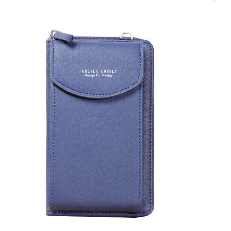 Women Pouch Bag Mobile Phone Bag Pu Leather Crossbody Purse Wallet Shoulder Bag - Light Purple