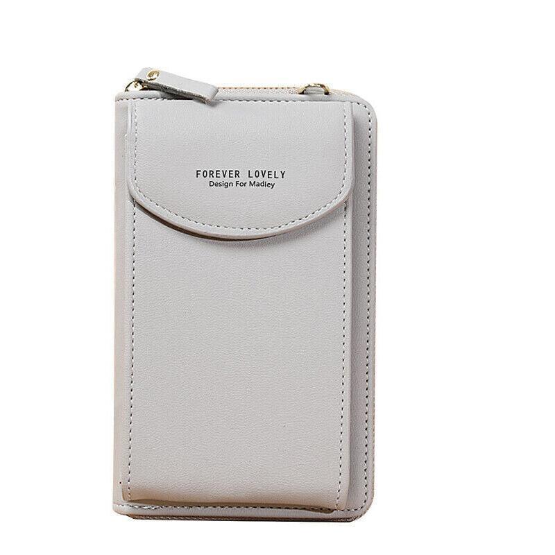 Women Pouch Bag Mobile Phone Bag Pu Leather Crossbody Purse Wallet Shoulder Bag - Light Blue