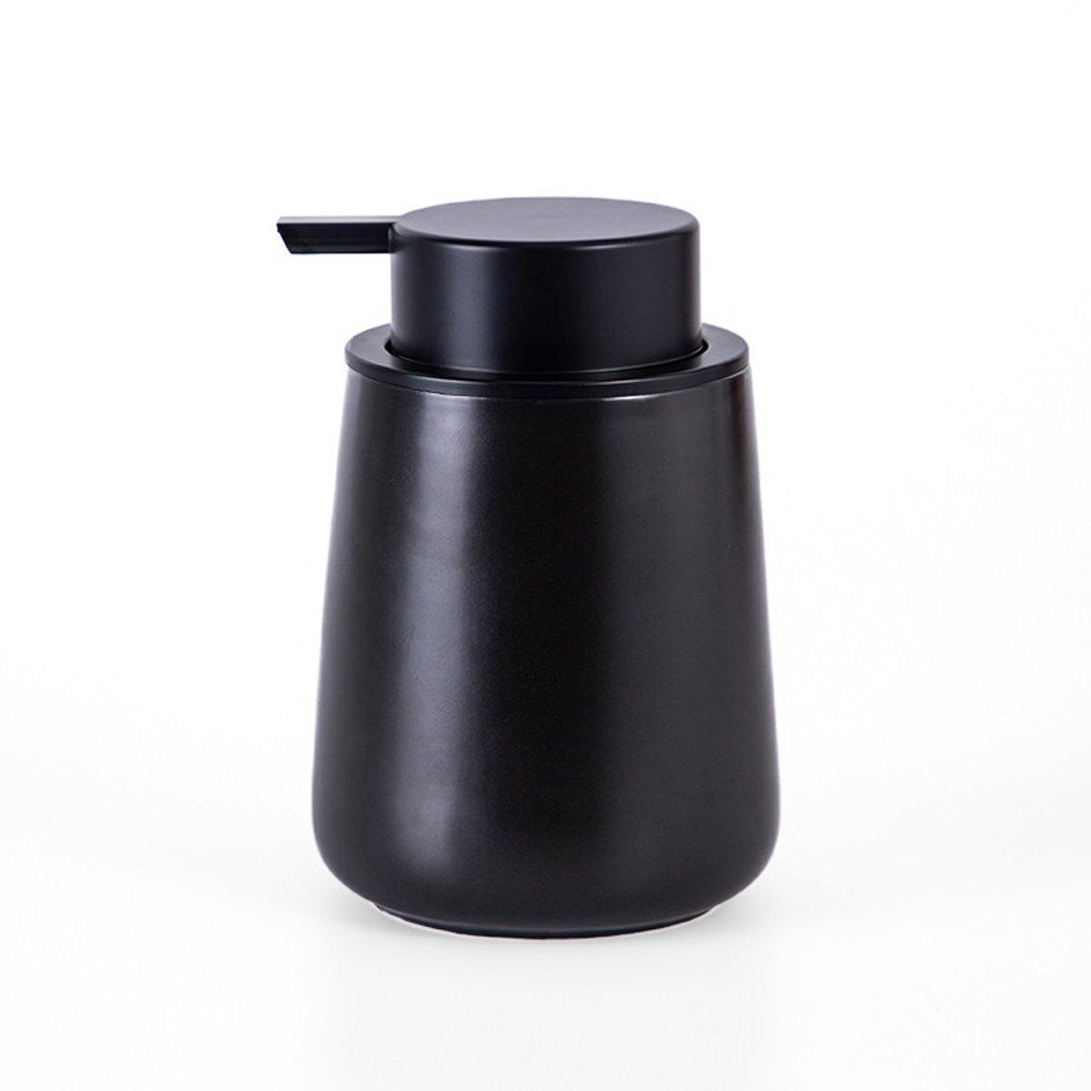 400ML Ceramic Stoneware Soap Dispenser Modern Design Lotion Pump Manual Bathroom - Black