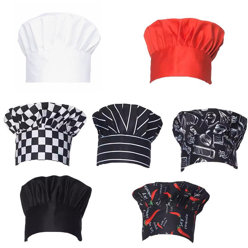Adjustable Chef Cap with Elastic Band for Kitchen Cooking Baking Catering Use - Red