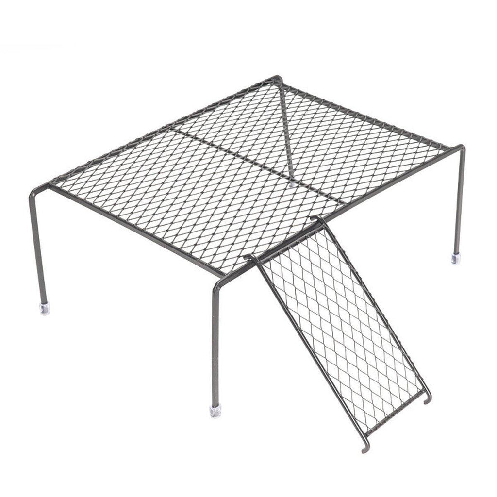 Metal Iron Chicken Feeding Ladder Grid Shelving Landscaping Platform Supplies - Black-S