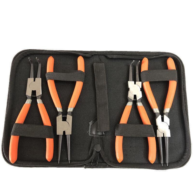 4 Pcs 7inch Circlip Plier Snap Ring Pliers Heavy Duty External Internal With Pouch