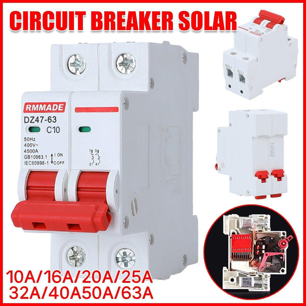 AC Circuit Breaker Solar 220-380V 2Pole Double MCB Mini 10-63 Amp - 40A