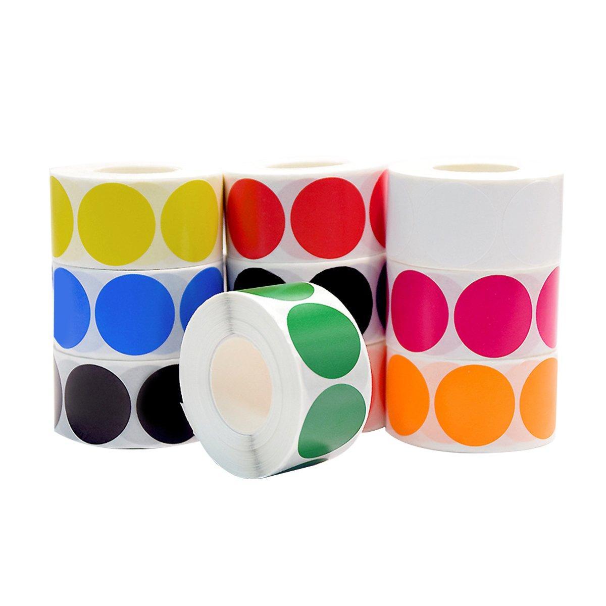 8 Rolls Colored Polka Dot Labels Round Seal Stickers Marking Round Sticker Set - Rose