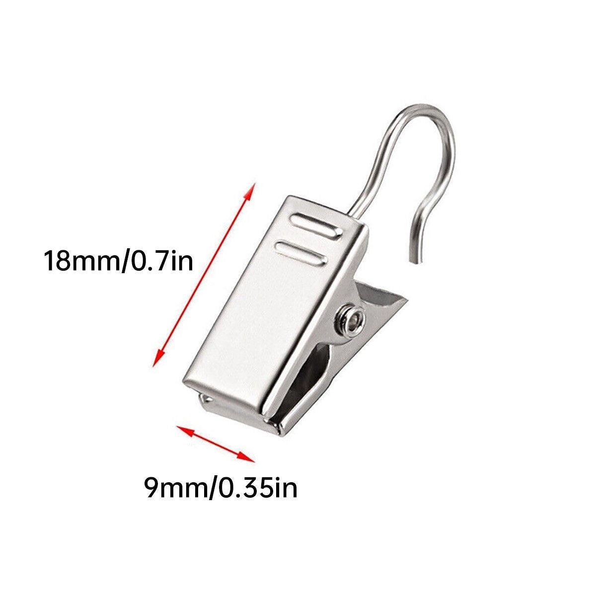 50PCS Stainless Steel Curtain Clip Hooks Strong Load-bearing Shower Accessories - White