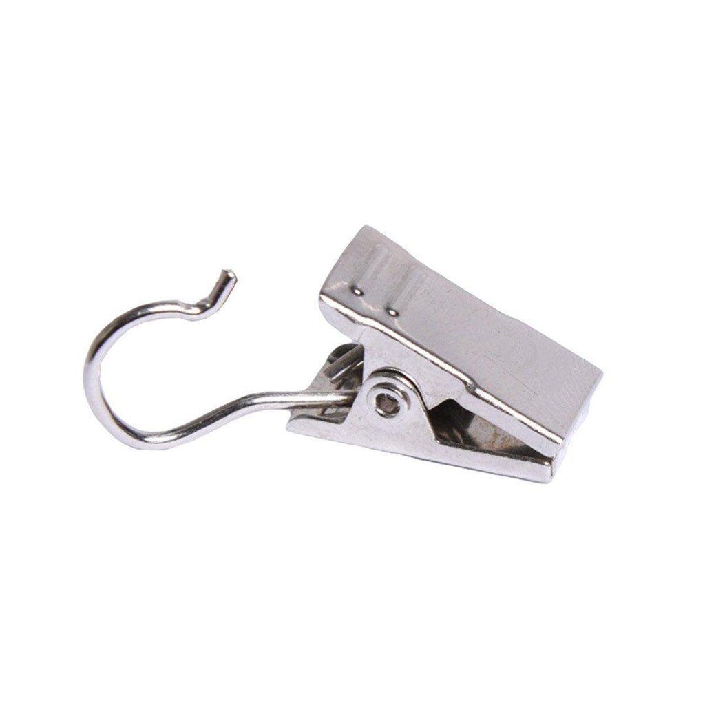 50PCS Stainless Steel Curtain Clip Hooks Strong Load-bearing Shower Accessories - White