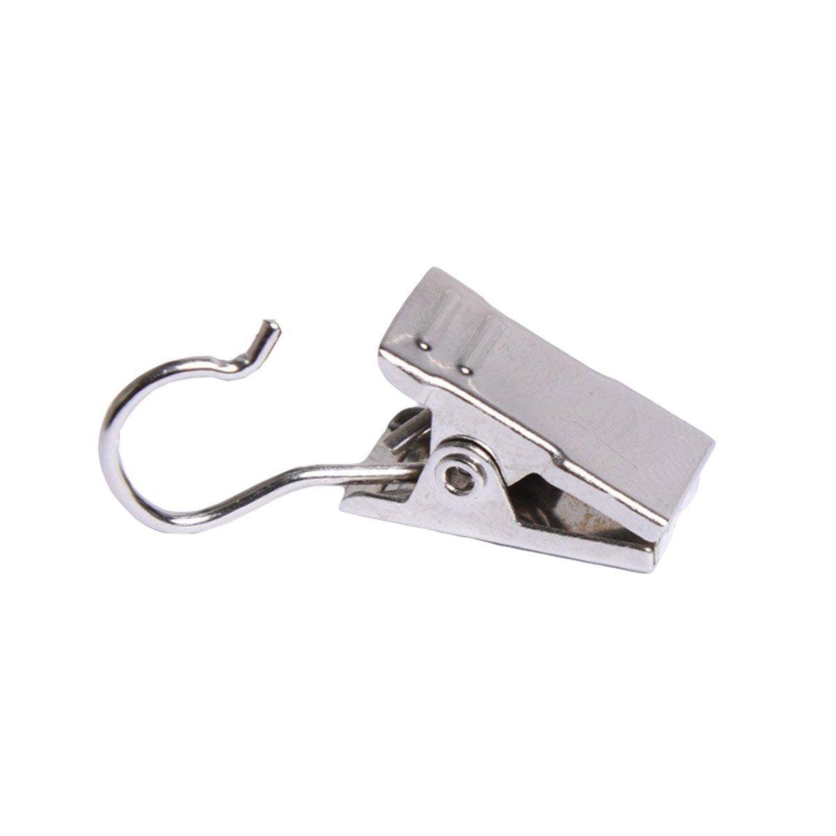 50PCS Stainless Steel Curtain Clip Hooks Strong Load-bearing Shower Accessories - White