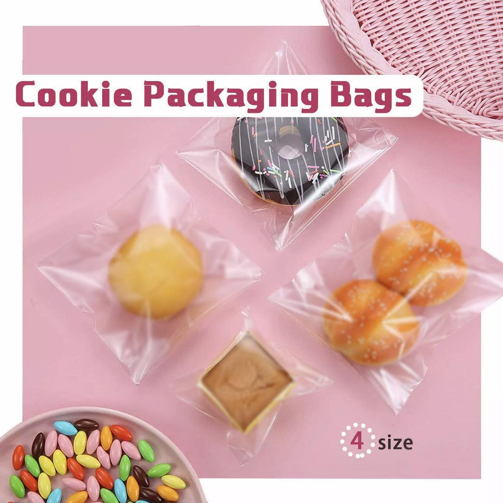 100X Translucent Plastic Candy Packaging Bags Self Adhesive Cookie Biscuit Bags - 8*10
