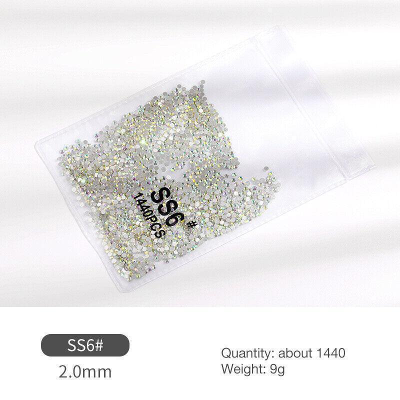 1440Pcs Glitter Rhinestones Crystal Flat Clear Bottom Glass Nail Art Nail Drill - Clear Crystal-SS12