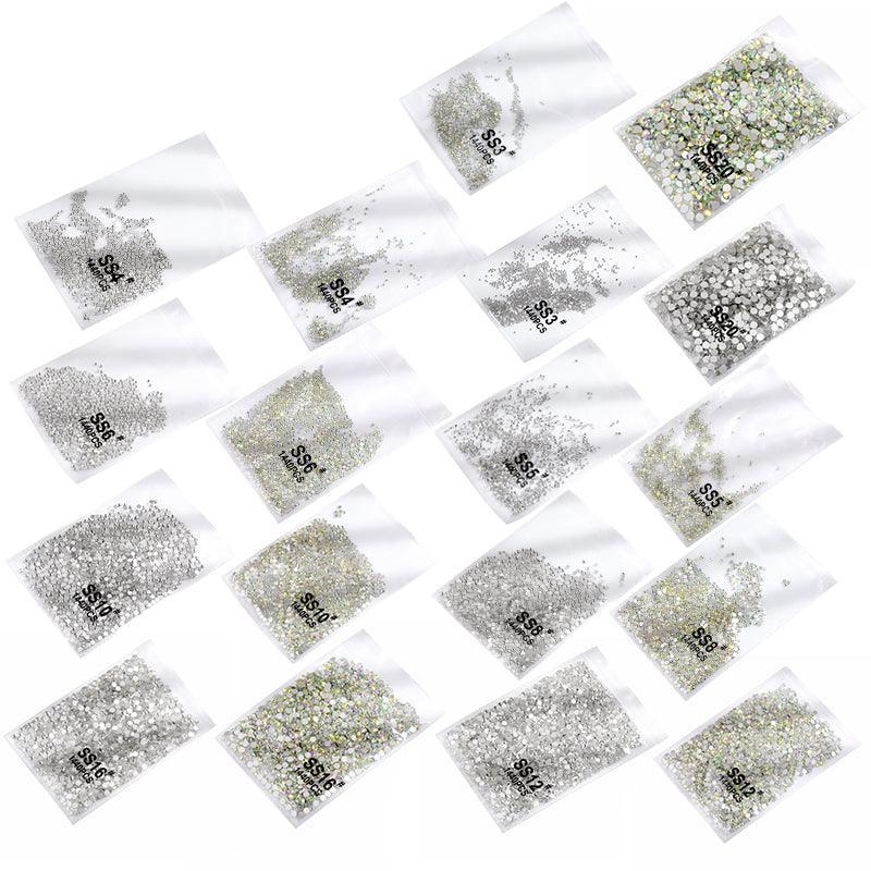 1440Pcs Glitter Rhinestones Crystal Flat Clear Bottom Glass Nail Art Nail Drill - Clear Crystal SS16