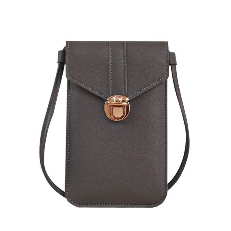 Touch Screen Crossbody Phone Bag with Clear Window PU Leather Wallet Purse - Black