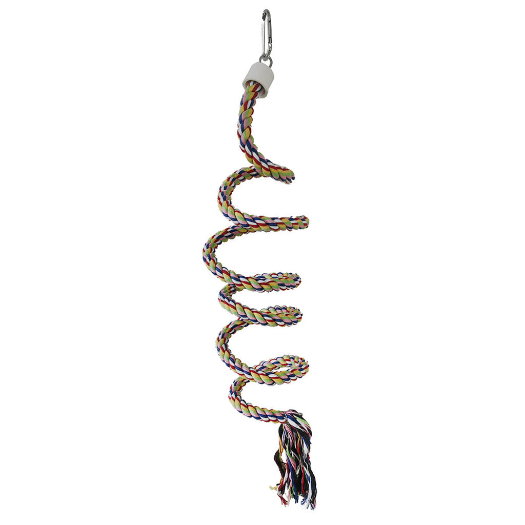Bird Climbing Rope Toy Cotton Spiral Ladder Parrot Cage Hanging Swing Pet Toy - Gradient colour