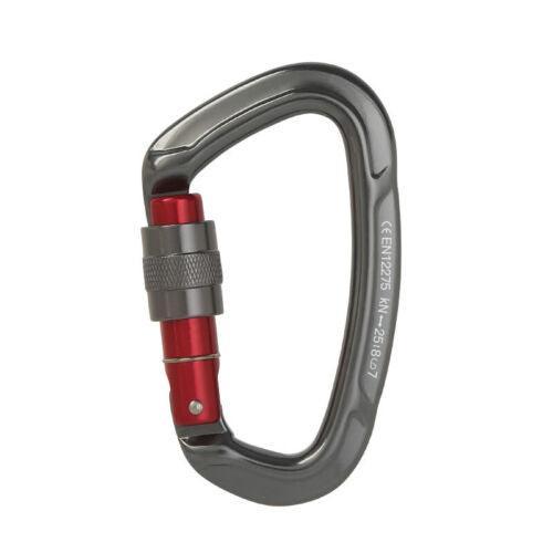 25KN Screwgate Locking Rock Climbing Carabiner Clip Aluminum D Ring Hook Buckle - Blue