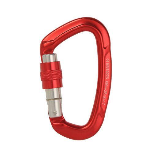 25KN Screwgate Locking Rock Climbing Carabiner Clip Aluminum D Ring Hook Buckle - Blue