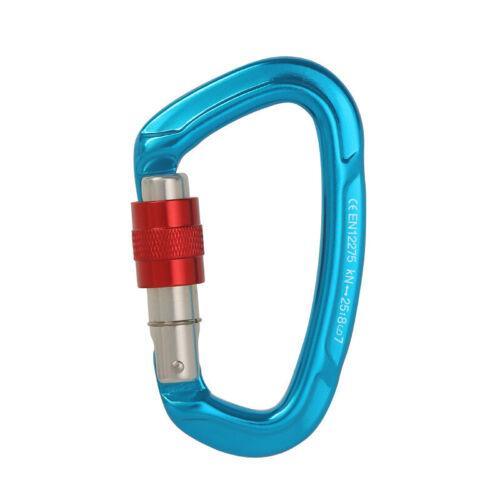 25KN Screwgate Locking Rock Climbing Carabiner Clip Aluminum D Ring Hook Buckle - Gray