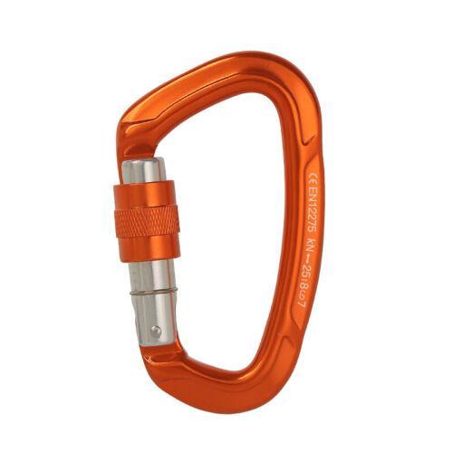25KN Screwgate Locking Rock Climbing Carabiner Clip Aluminum D Ring Hook Buckle - Gray