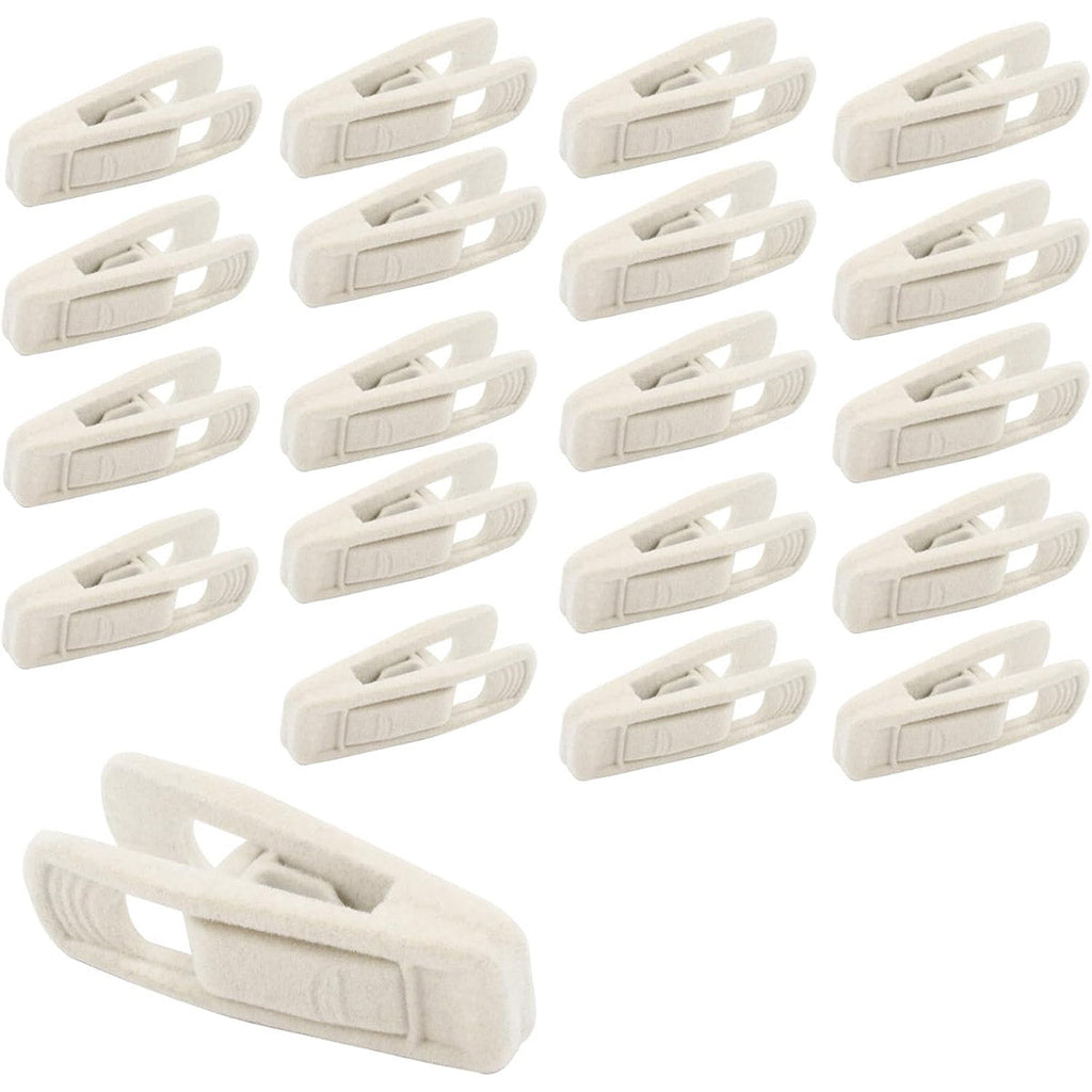 Clothes Drying Clips 20 Pack Velvet Flocking Trouser Pegs Hanger Grip Clamp Set - Black