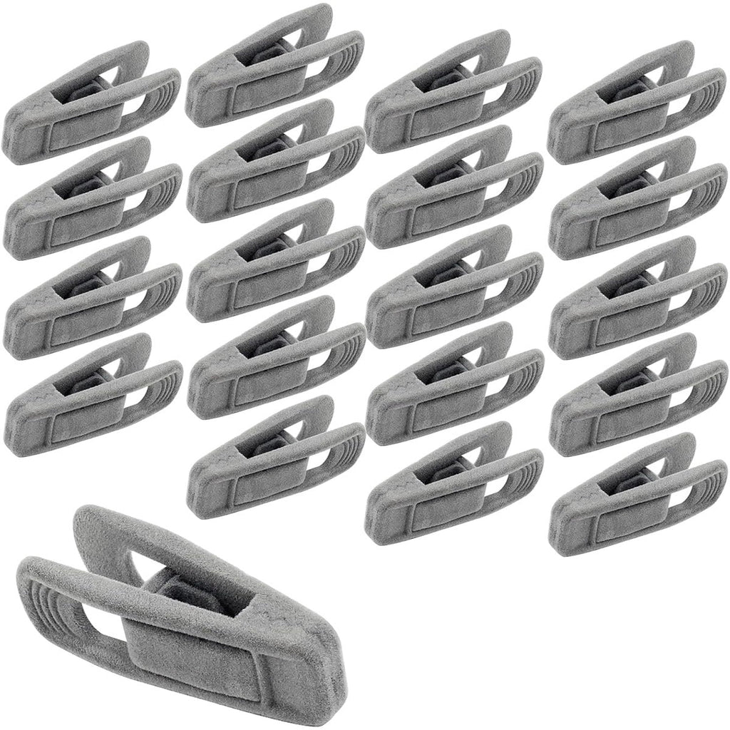 Clothes Drying Clips 20 Pack Velvet Flocking Trouser Pegs Hanger Grip Clamp Set - Rose Red