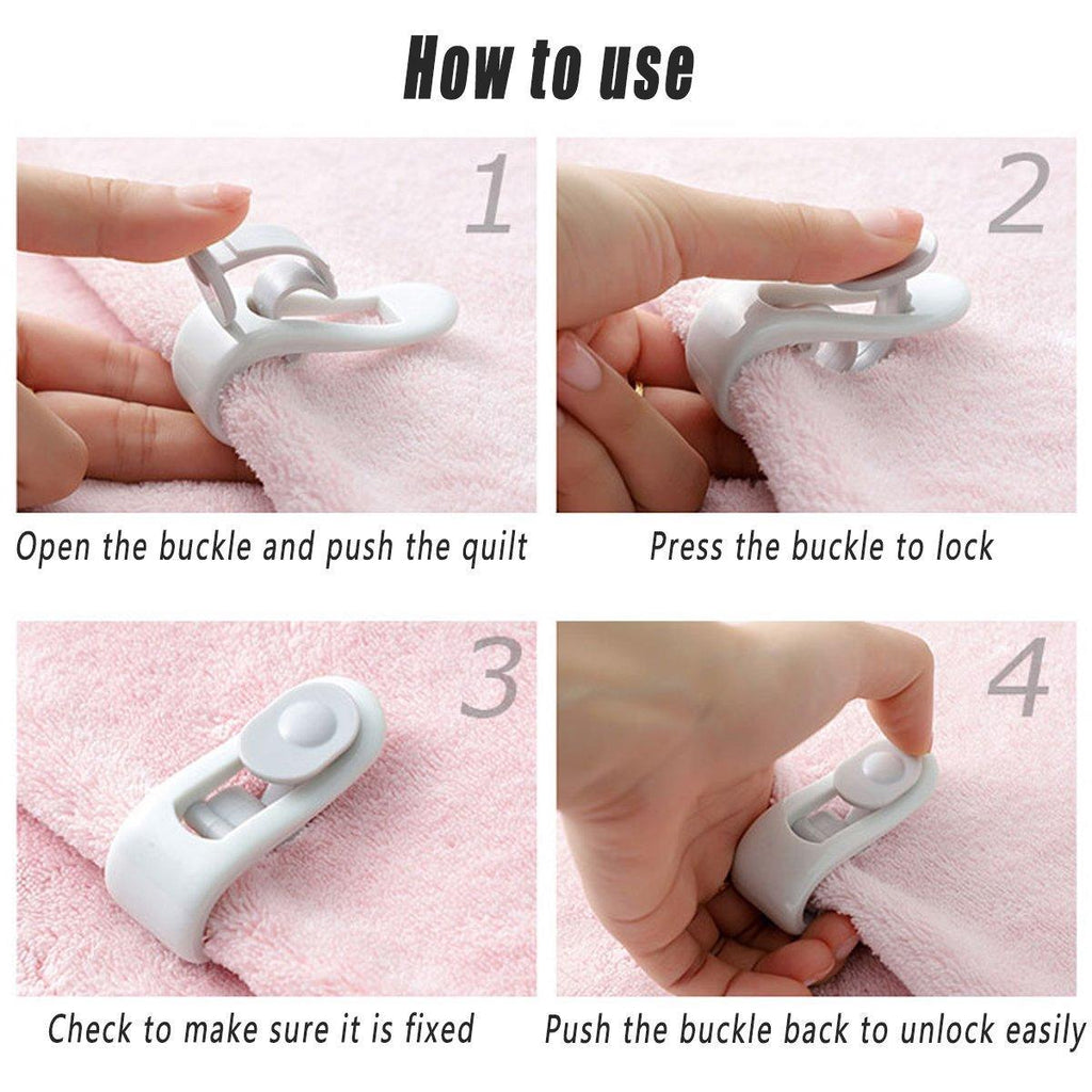10/20pcs Quilt Retainer Cover Clips Invisible Needle-Free Thumb Buckle Bedding - Pink+Purple-20PCS