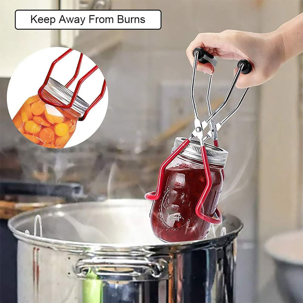 Stainless Steel Canning Jar Lifter Anti-Slip Lifting Tongs Gripper Anti-scalding - White