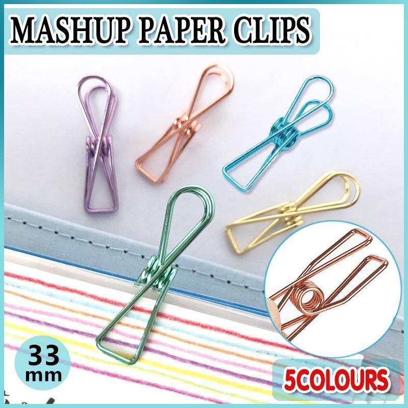 10X Spring Paperclips Metal Wire Hollow Out Clips 33mm Mini Binder Paper Clip - Purple